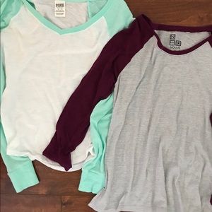 (2) Baseball long sleeve/ 3/4 sleeve shirts